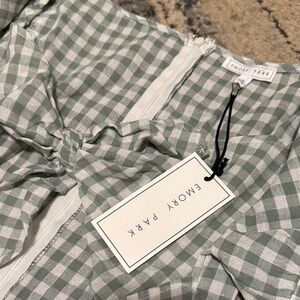 Emory Park Sage Checkered Blouse